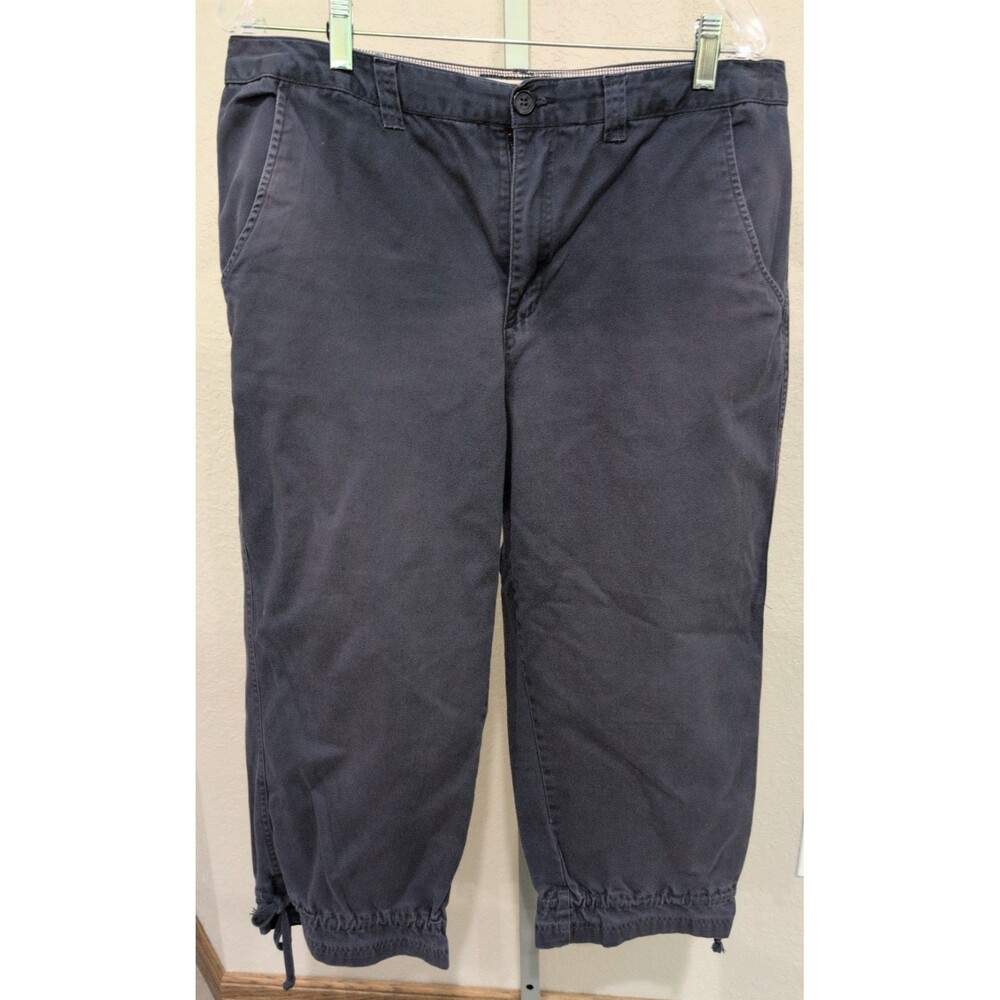 Jamaica Bay Discover Paradise Women's Navy Cotton Capri Sz 14 Cinch Legs